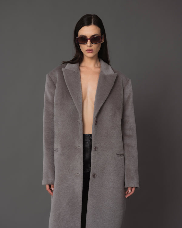 Rami wool single-breasted coat