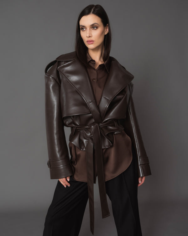 Devon cropped faux leather coat