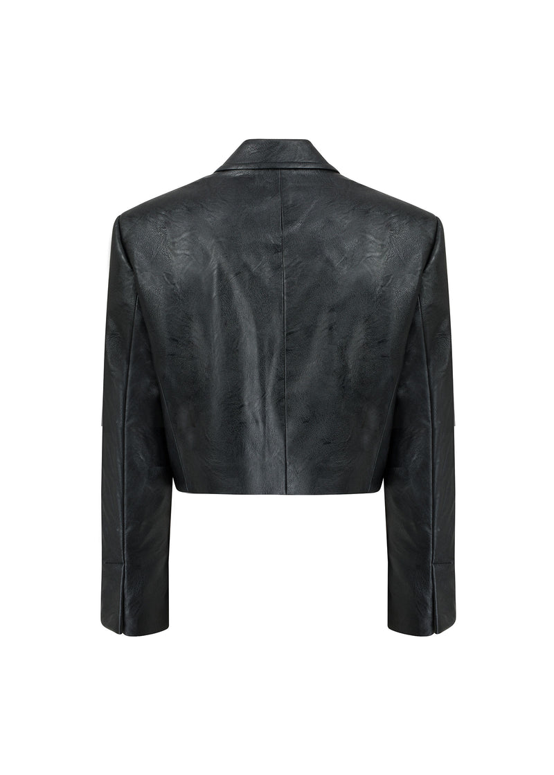 November faux leather cropped blazer