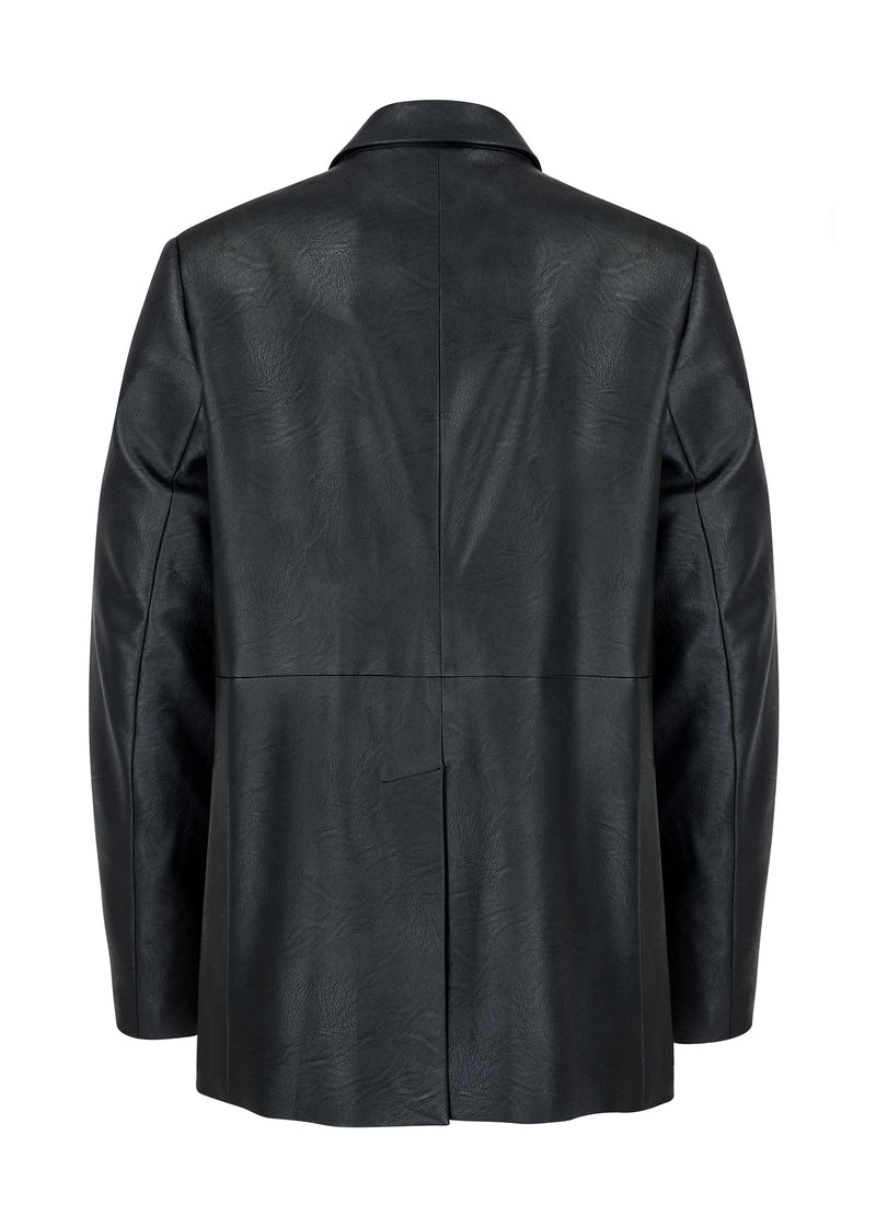 Faux leather double-breasted jacket